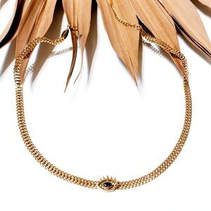 Gold evil eye necklace #843